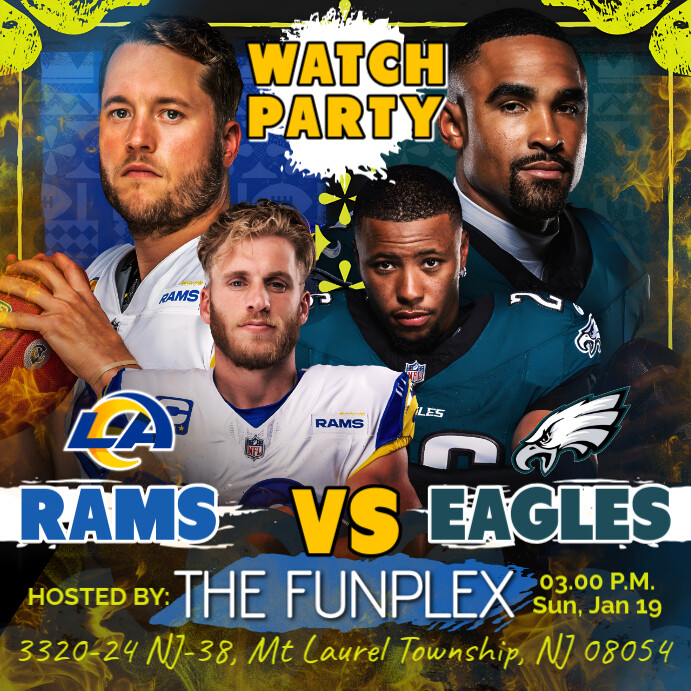 NFL Watch Party Los Angeles Rams VS Philadelphia Eagles Divisional Round Instagram Post template