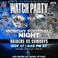 Black Football Watch Party โพสต์บน Instagram Template
