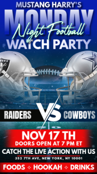 蓝色 Football Watch Party История на Instagram Template