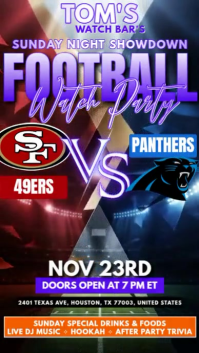 NFL Week 12: Carolina Panthers @ San Francisco 49ers Watch Party Instagram Story Template