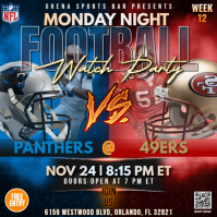 NFL Week 12: Carolina Panthers at San Francisco 49ers Watch Party Instagram Post Template