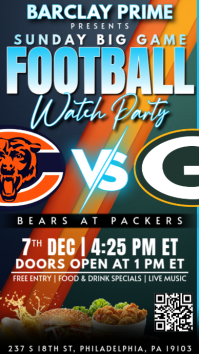 NFL Week 14: Chicago Bears at Green Bay Packers Watch Party Instagram Story Template
