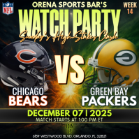 NFL Week 14: Chicago Bears at Green Bay Packers Watch Party Instagram Post Template
