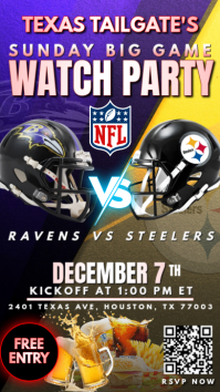 NFL Week 14: Pittsburgh Steelers at Baltimore Ravens Watch Party Instagram Story Template