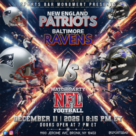 NFL Week 16: New England Patriots @ Baltimore Ravens Watch Party Instagram Post Template