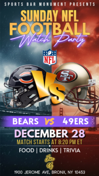 NFL Week 17: Chicago Bears @ San Francisco 49ers Watch Party Instagram Story Template