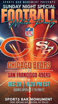 NFL Week 17: Chicago Bears @ San Francisco 49ers Watch Party Instagram Story Template