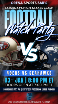 NFL Week 18: Seattle Seahawks at San Francisco 49ers Watch Party Instagram Story Template