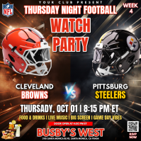 สีดำ Football Watch Party Сообщение Instagram Template