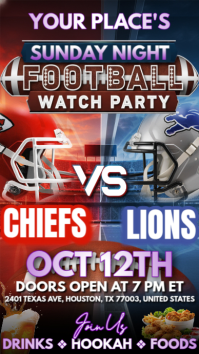 NFL Week 6: Kansas City Chiefs vs Detroit Lions Watch Party Instagram Story Template
