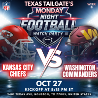 NFL Week 8: Washington Commanders @ Kansas City Chiefs Watch Party Instagram Post Template Wpis na Instagrama
