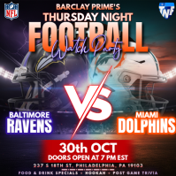 NFL Week 9:  Baltimore Ravens @ Miami Dolphins Watch Party Instagram Post Template