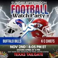 NFL Week 9: Buffalo Bills @ Kansas City Chiefs Watch Party Instagram Post Template Wpis na Instagrama