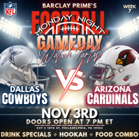 NFL Week 9: Dallas Cowboys @ Arizona Cardinals Watch Party Instagram Post Template