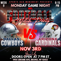 黑色 NFL Game Night Watch Party Instagram Post Template