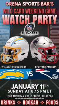 NFL Wild Card Weekend: Los Angeles Chargers @ New England Patriots Watch Party Social Media Template Instagram Story