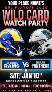 NFL Wild Card Weekend: Los Angeles Rams at Carolina Panthers Watch Party Instagram Story Template
