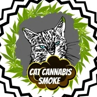CAT CANNABIS SMOKE Logo template