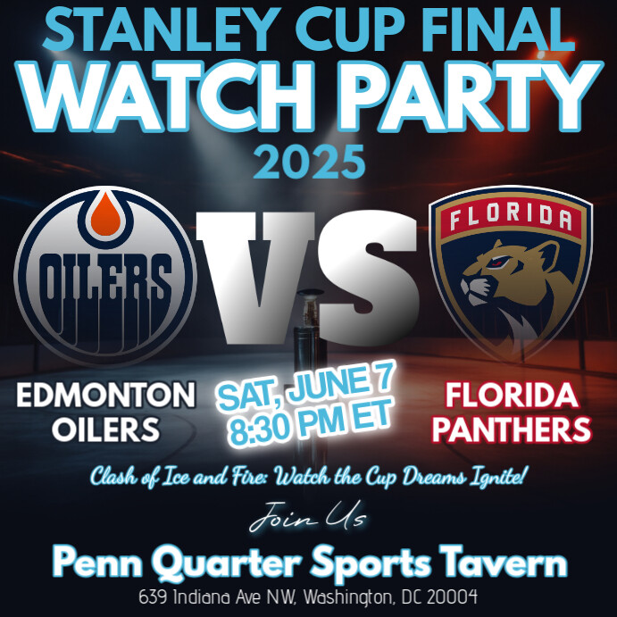 NHL Stanley Cup Finals 2025: Edmonton Oilers vs Florida Panthers Watch Party Instagram Post Template