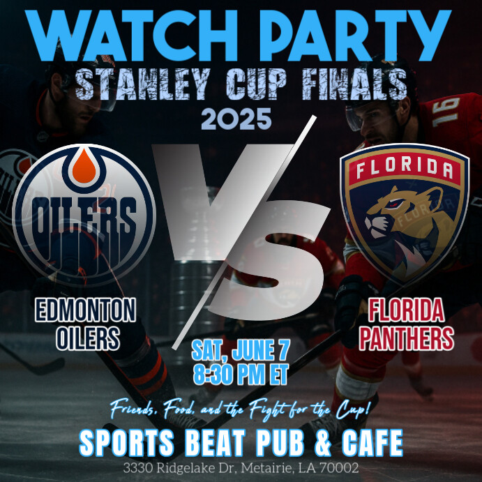 NHL Stanley Cup Finals 2025: Edmonton Oilers vs Florida Panthers Watch Party Instagram Post Template