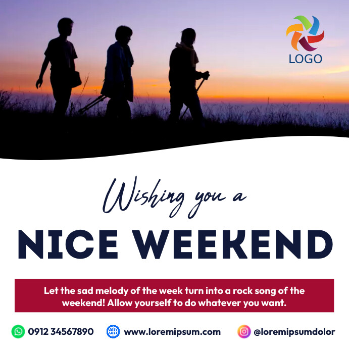 Blog Post Example About Weekend nice weekend wishes Template | PosterMyWall