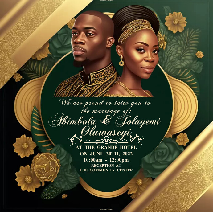 Nigerian Wedding Invite Template design Publicação no Instagram