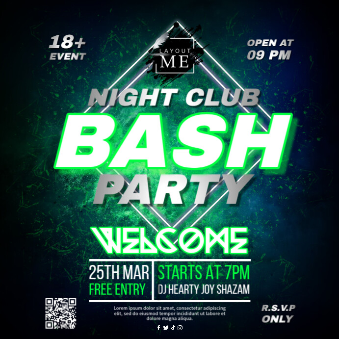 Night Club Bash Party Template PosterMyWall