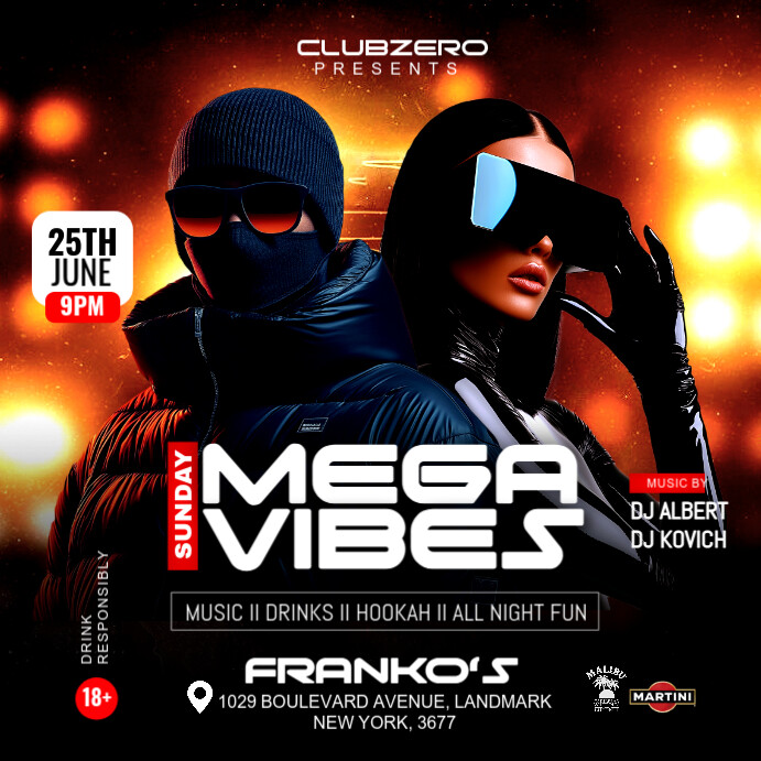 Night club flyer Publicação no Instagram template