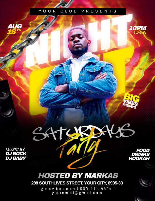 Night Club Flyer Ulotka (US Letter) template