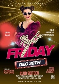 棕色 Night Club Event A1 Template