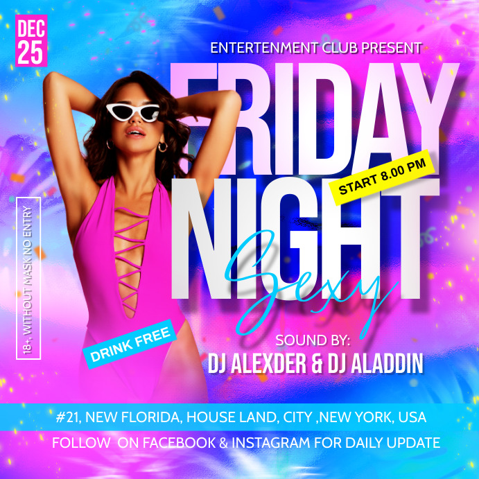 Night Club Flyer Template โพสต์บน Instagram