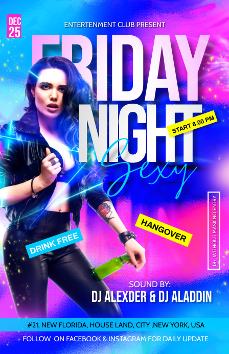 Night Club Flyer Template Halfbladsy Breed