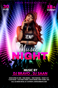 Czarny Music Night Banner 4' × 6' Template