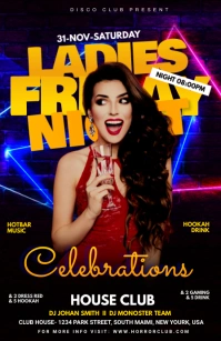 Night Club Flyer Template Half Page Wide