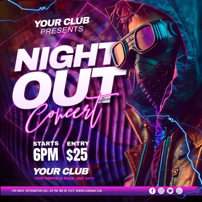 night club party, disco party Instagram Post template