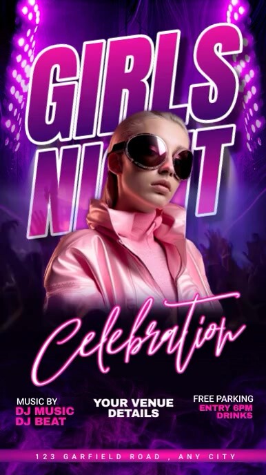 night club party, disco party Instagram Story template
