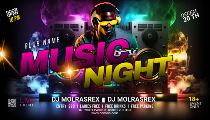 Night Club Party Blog header Template | PosterMyWall