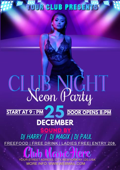 NIGHT CLUB PARTY Template | PosterMyWall