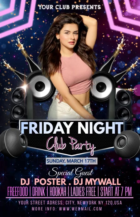 NIGHT CLUB PARTY Meia página larga template