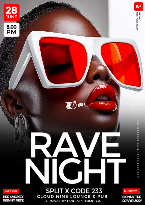 Bt Night Rave Black Rave Night Event A4 Template | PosterMyWall