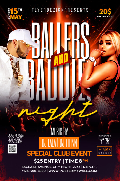 Night club party flyer Banner 4 x 6 fod template