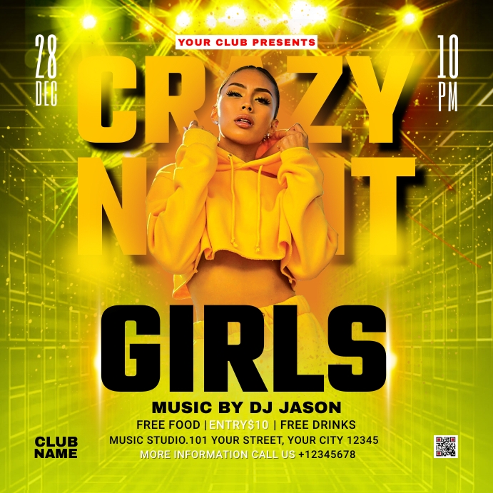 night club party flyer Publicação no Instagram template