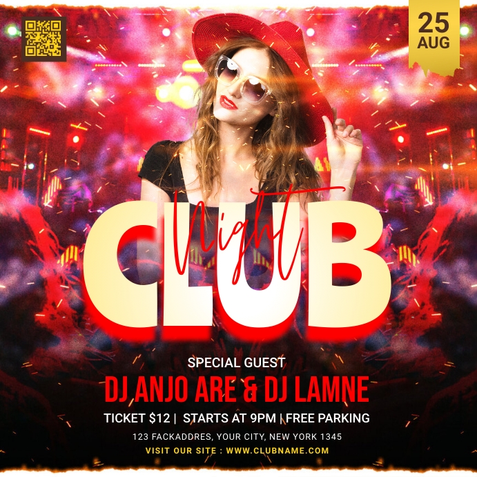 Night club Party flyer Instagram 帖子 template