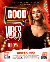 night club party template Red Neon Nightclub Event Instagram Portrait