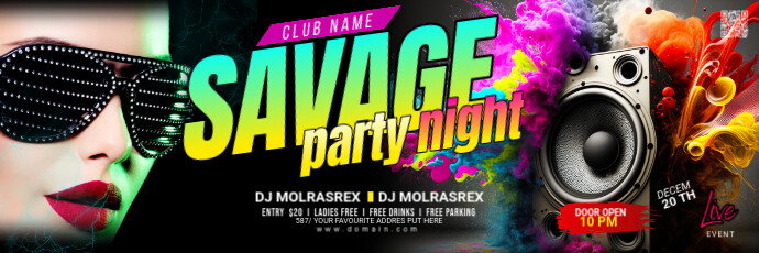 Club Header Night Club Party Twitter Header Template | PosterMyWall