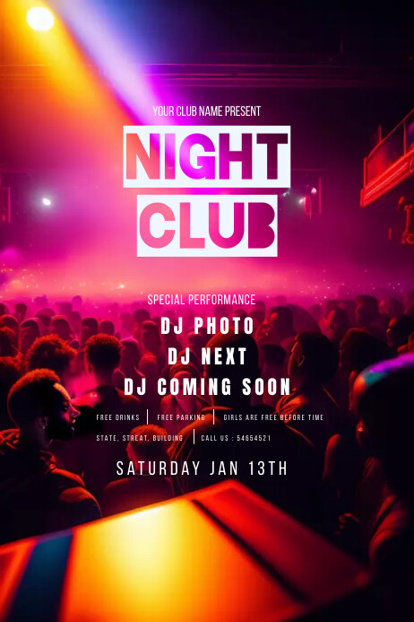Club Poster Layout NIGHT CLUB POSTER Template | PosterMyWall