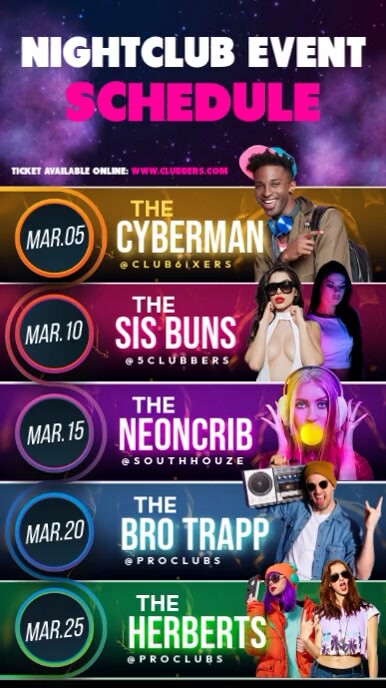 Night Club Schedule Template | PosterMyWall