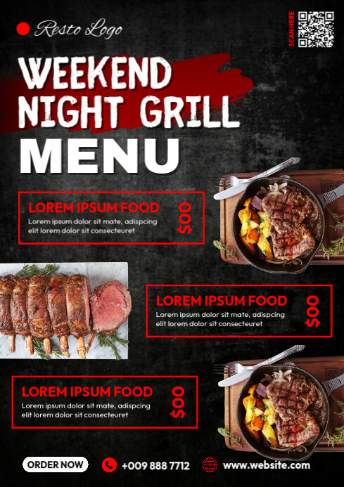 Night Grill Menu Template | PosterMyWall
