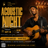 黑色 Acoustic Night Live Sessions โพสต์บน Instagram Template