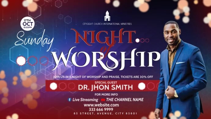Night of Worship Invite Twitter Post Iphosti le-Twitter template